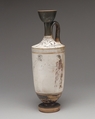 Terracotta lekythos (oil flask), Attributed to the Sabouroff Painter, Terracotta, Greek, Attic